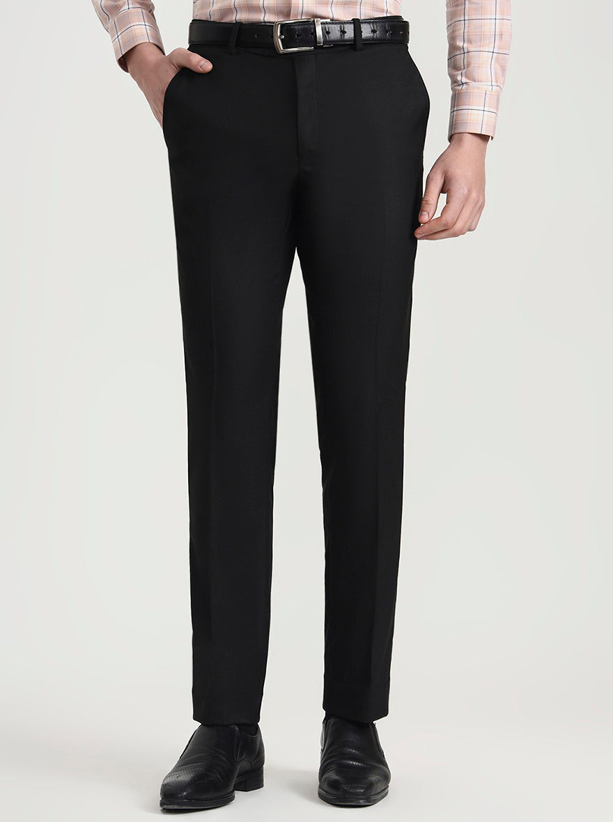 Black Solid Slim Fit Formal Trouser | Greenfibre