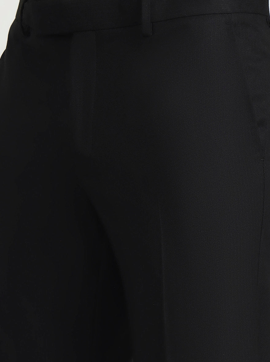 Black Solid Slim Fit Formal Trouser | Greenfibre