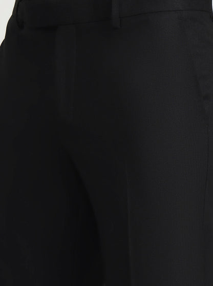 Black Solid Slim Fit Formal Trouser | Greenfibre