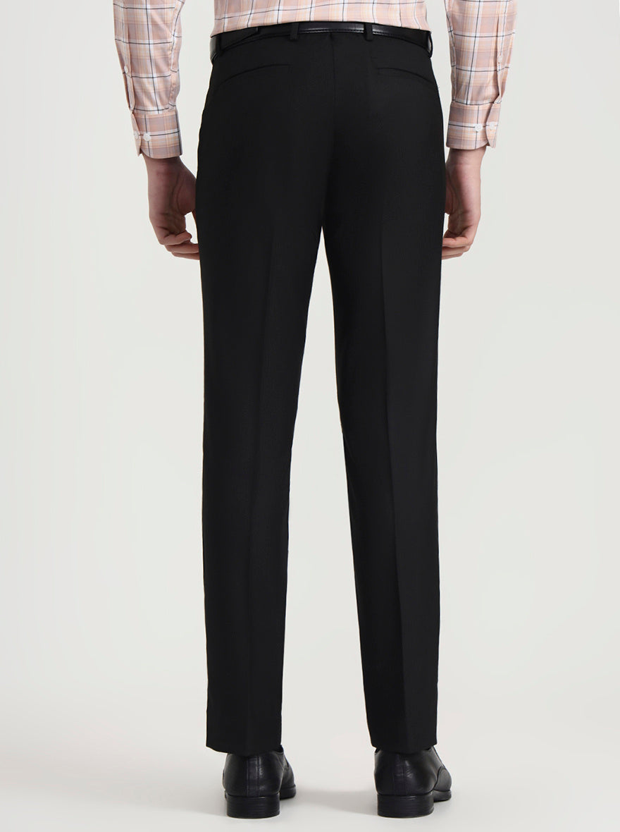 Black Solid Slim Fit Formal Trouser | Greenfibre