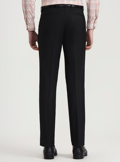 Black Solid Slim Fit Formal Trouser | Greenfibre