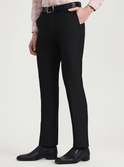 Black Solid Slim Fit Formal Trouser | Greenfibre