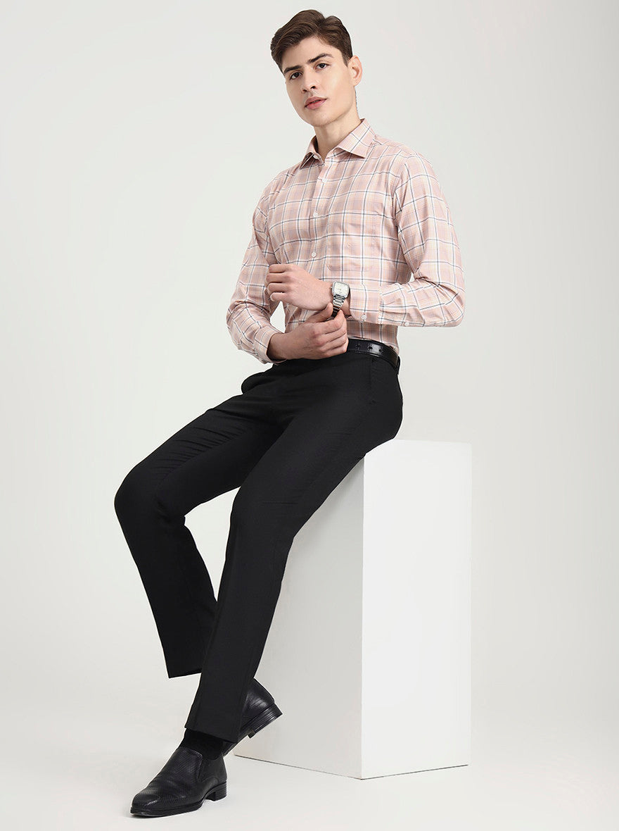 Black Solid Slim Fit Formal Trouser | Greenfibre
