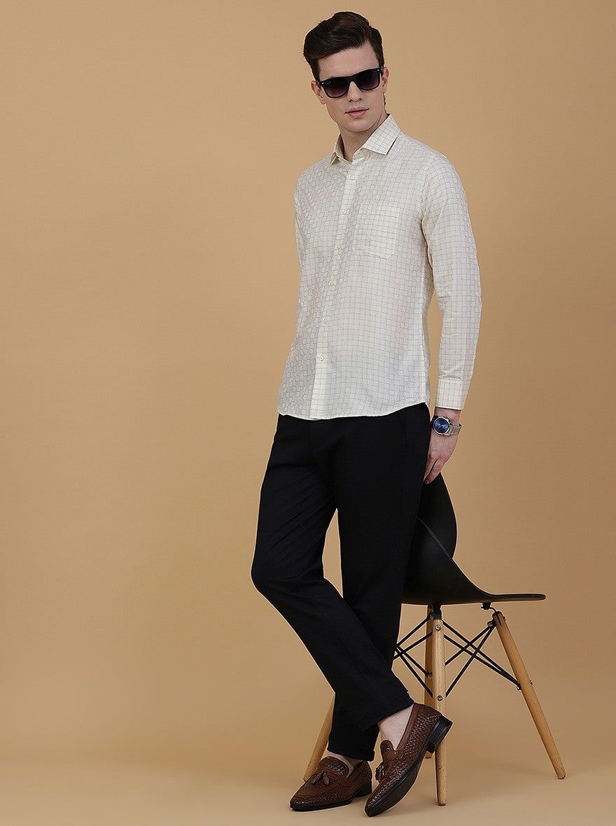 Navy Blue Solid Slim Fit Club Wear Trouser | JB Studio