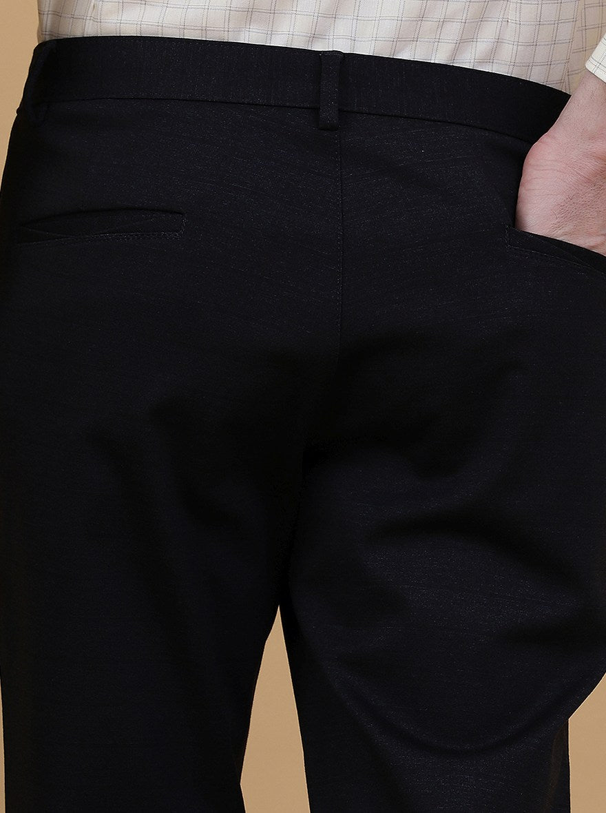 Navy Blue Solid Slim Fit Club Wear Trouser | JB Studio
