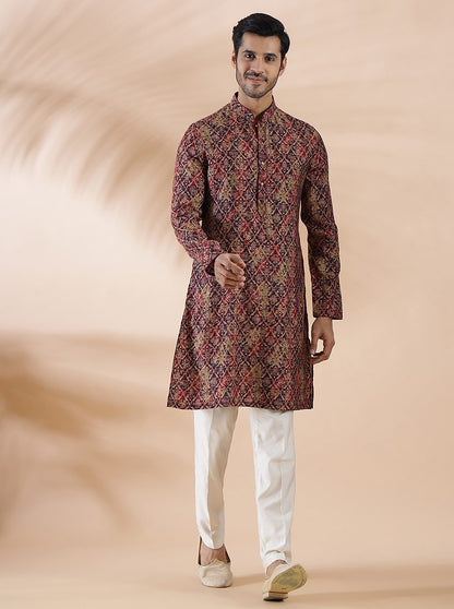 Wine Printed Kurta | The Kurta Company