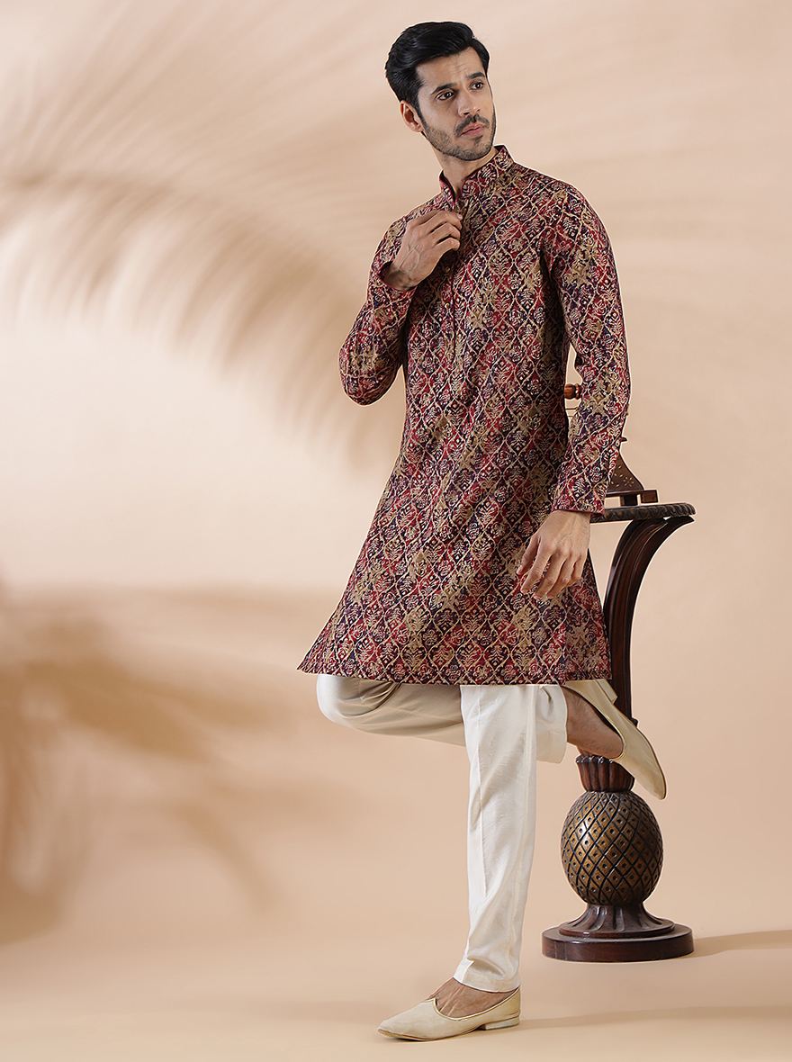 Wine Printed Kurta | The Kurta Company