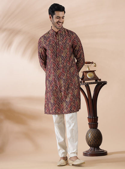 Wine Printed Kurta | The Kurta Company
