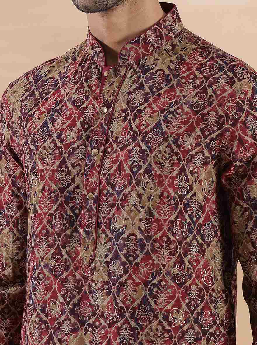 Wine Printed Kurta | The Kurta Company