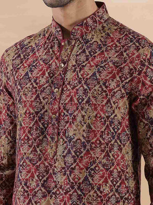 Wine Printed Kurta | The Kurta Company