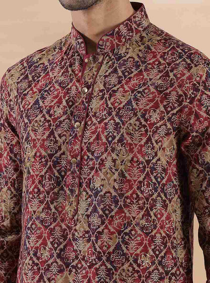 Wine Printed Kurta | The Kurta Company
