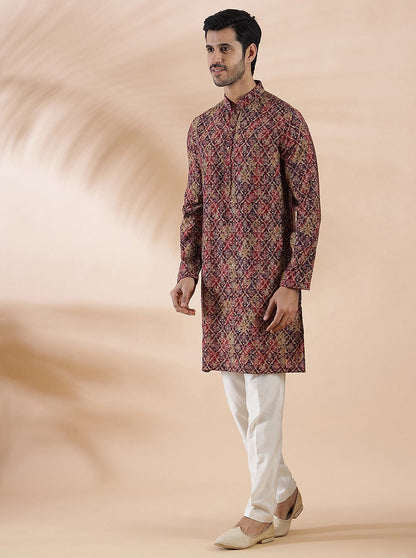 Wine Printed Kurta | The Kurta Company