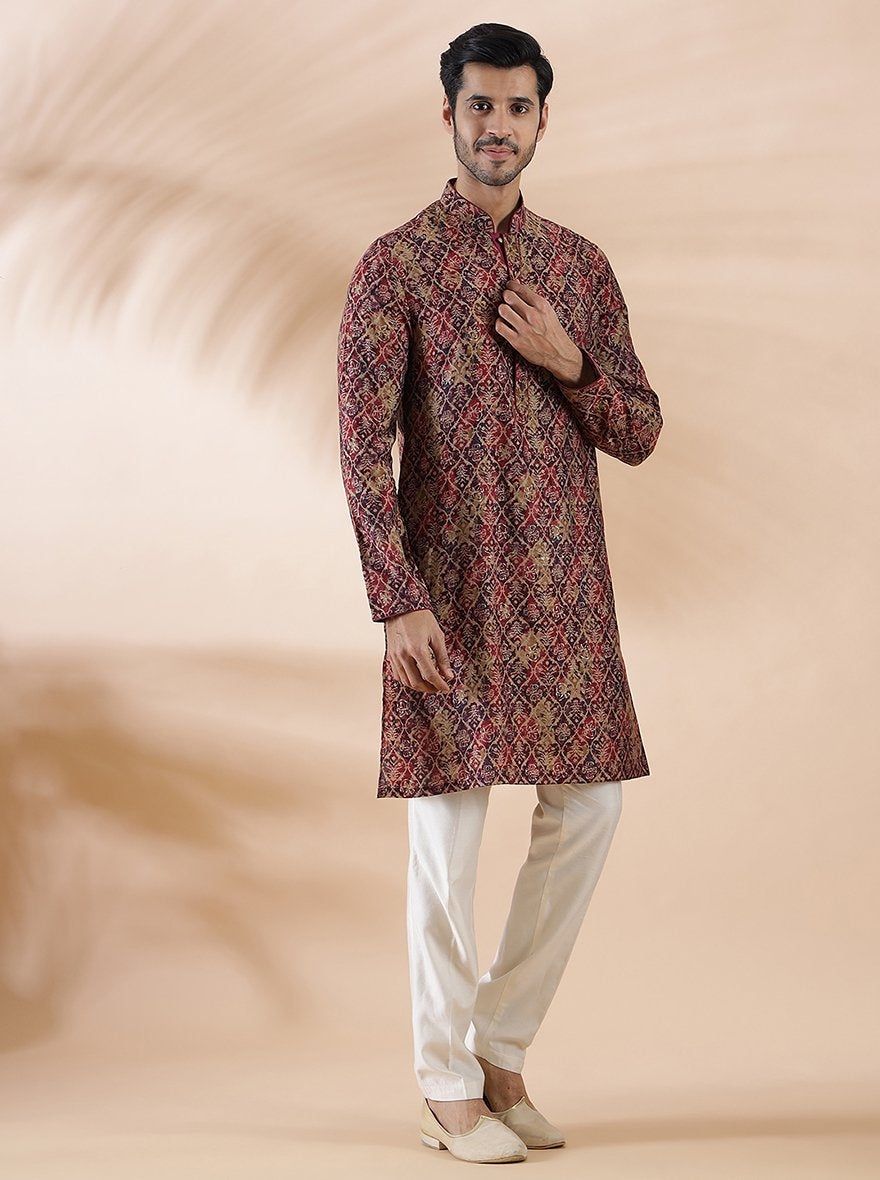 Wine Printed Kurta | The Kurta Company