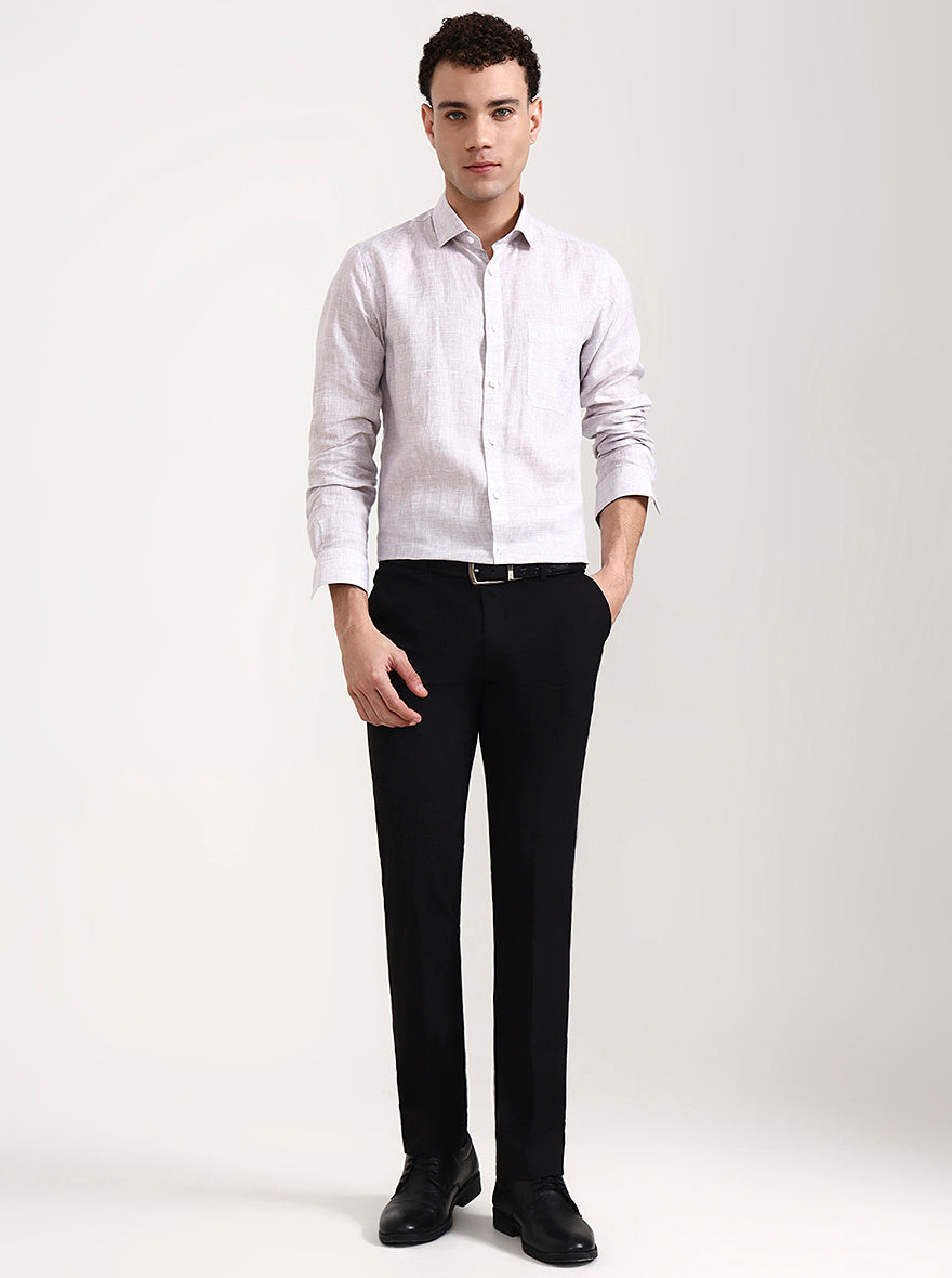 Brown Solid Slim Fit Formal Trouser | Greenfibre