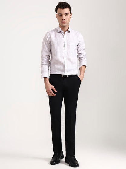 Brown Solid Slim Fit Formal Trouser | Greenfibre