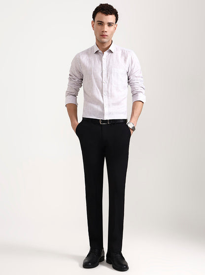 Brown Solid Slim Fit Formal Trouser | Greenfibre