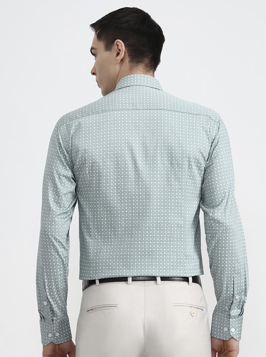 Green Printed Slim Fit Formal Shirt | Greenfibre