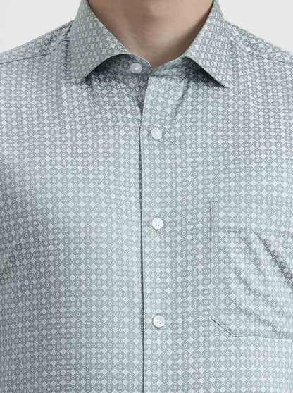 Green Printed Slim Fit Formal Shirt | Greenfibre