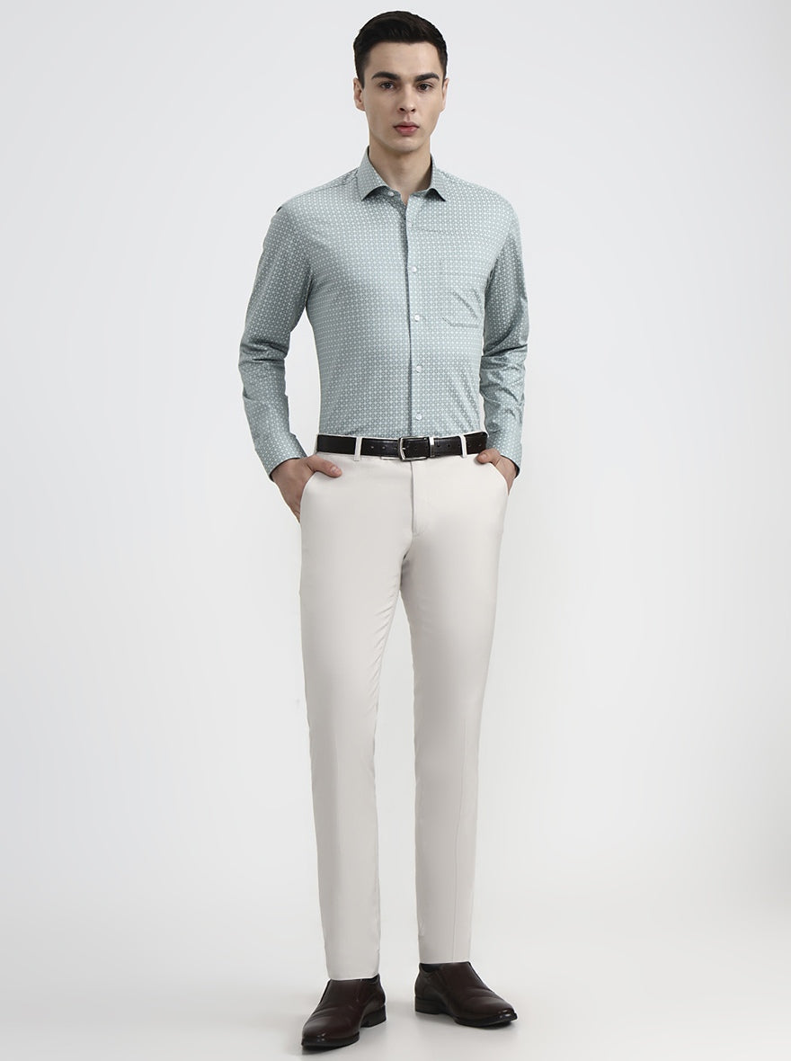 Green Printed Slim Fit Formal Shirt | Greenfibre