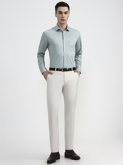 Green Printed Slim Fit Formal Shirt | Greenfibre