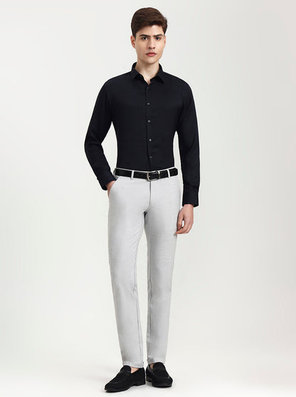 Navy Blue Solid Slim Fit Party Wear Shirt | Wyre