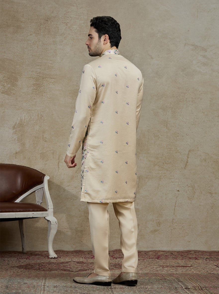 Cream Embroidered Kurta Pajama | Virasana