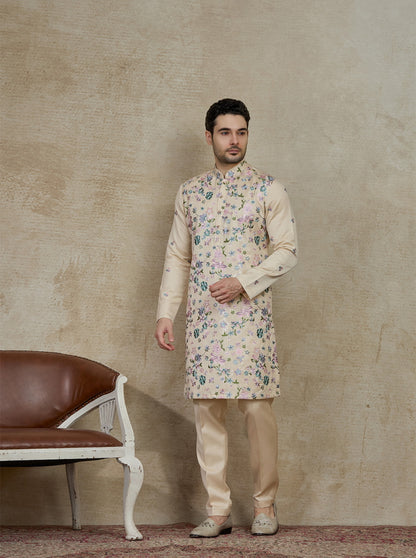 Cream Embroidered Kurta Pajama | Virasana