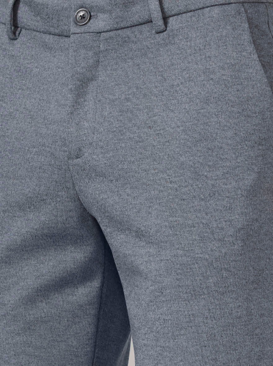 Light Grey Solid Venice Fit Casual Trouser | JadeBlue