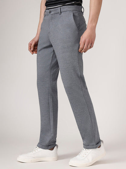 Light Grey Solid Venice Fit Casual Trouser | JadeBlue