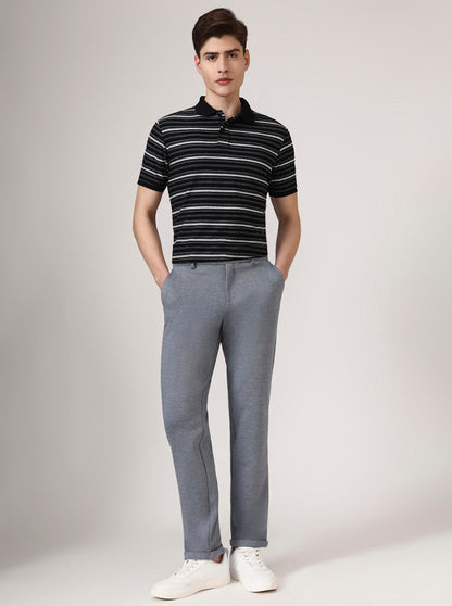 Light Grey Solid Venice Fit Casual Trouser | JadeBlue