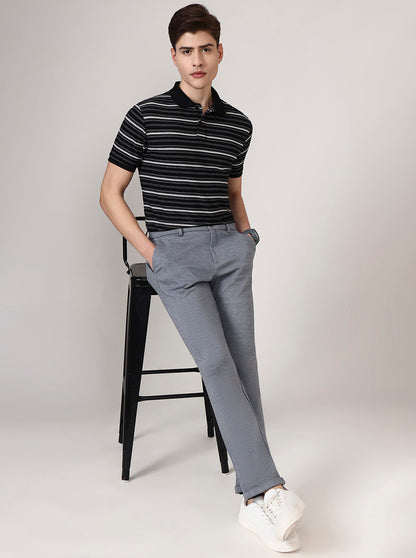 Light Grey Solid Venice Fit Casual Trouser | JadeBlue