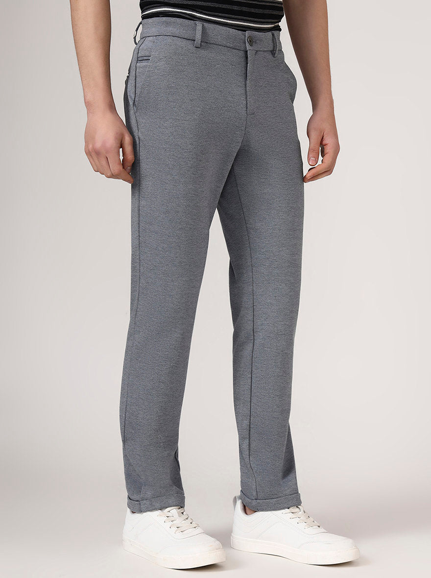 Light Grey Solid Venice Fit Casual Trouser | JadeBlue