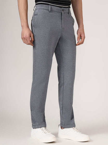 Light Grey Solid Venice Fit Casual Trouser | JadeBlue