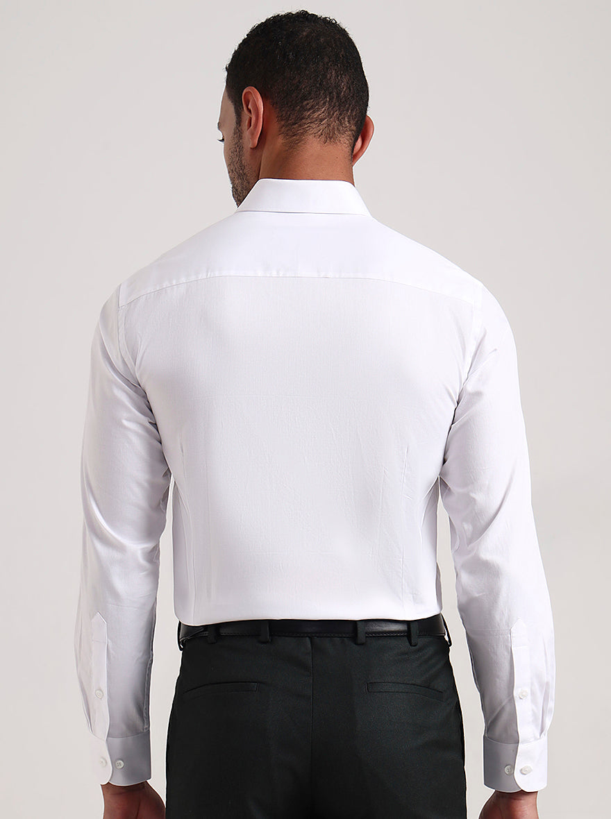 White Solid Slim Fit Formal Shirt | Metal