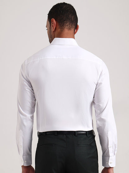 White Solid Slim Fit Formal Shirt | Metal