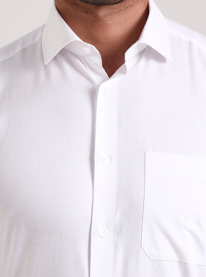 White Solid Slim Fit Formal Shirt | Metal