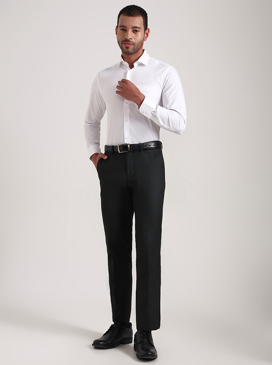 White Solid Slim Fit Formal Shirt | Metal