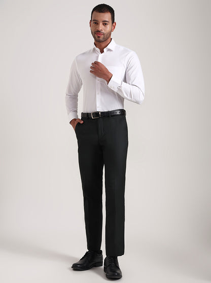 White Solid Slim Fit Formal Shirt | Metal