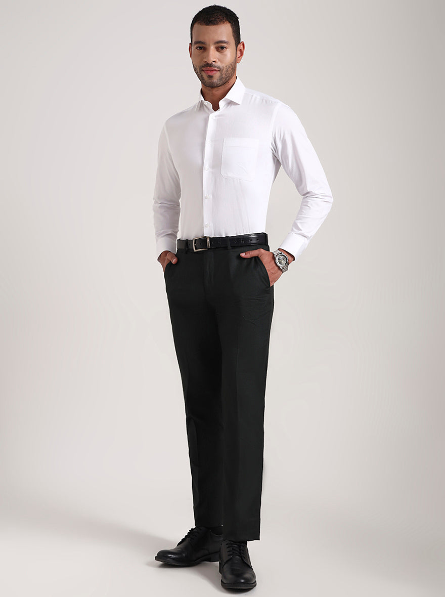 White Solid Slim Fit Formal Shirt | Metal