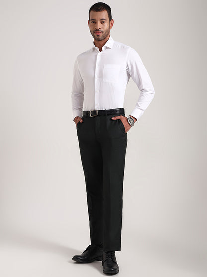 White Solid Slim Fit Formal Shirt | Metal