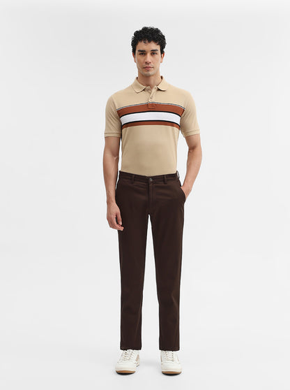 Coffee Solid Super Slim Fit Casual Trouser | Greenfibre