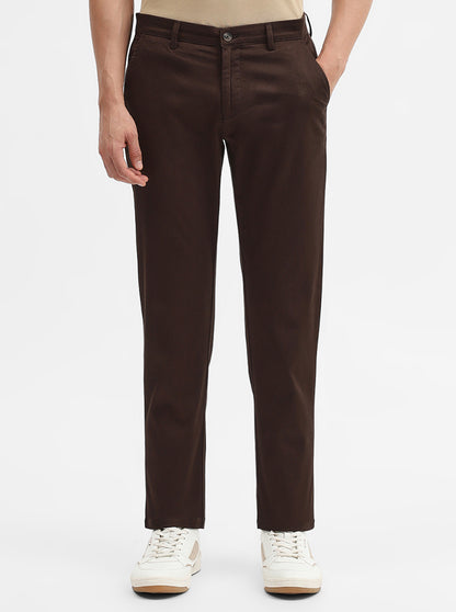 Coffee Solid Super Slim Fit Casual Trouser | Greenfibre