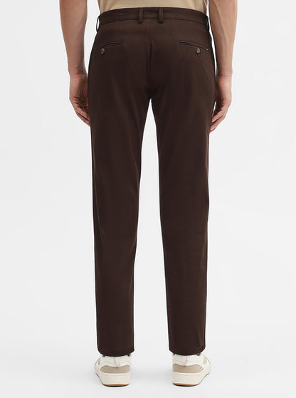 Coffee Solid Super Slim Fit Casual Trouser | Greenfibre