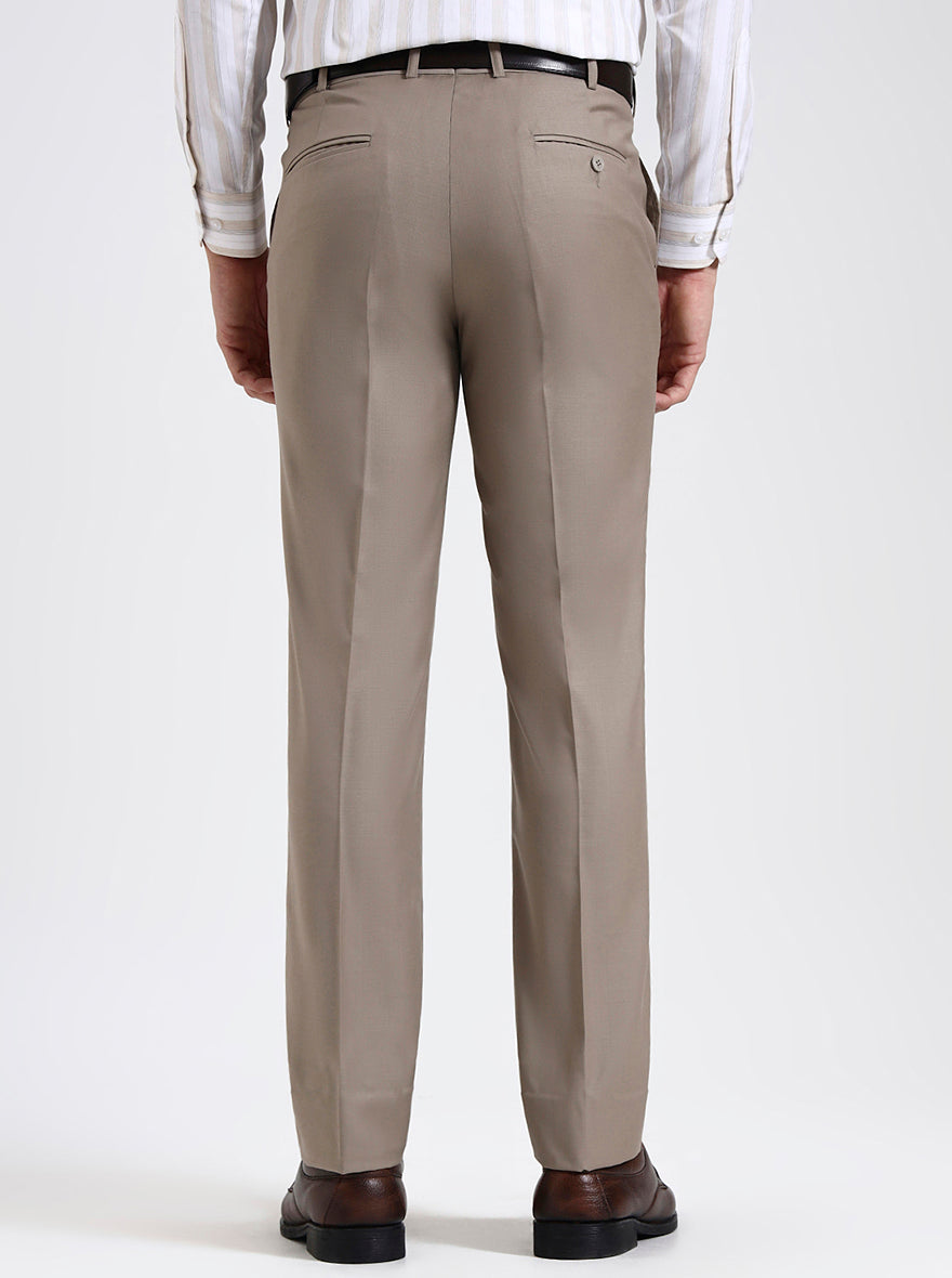 Fawn Solid Slim Fit Formal Trouser | JadeBlue Super Luxe