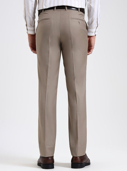 Fawn Solid Slim Fit Formal Trouser | JadeBlue Super Luxe