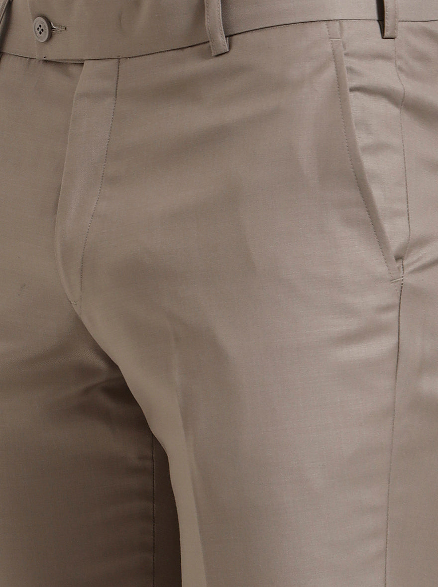 Fawn Solid Slim Fit Formal Trouser | JadeBlue Super Luxe