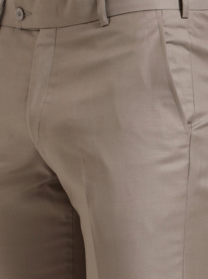 Fawn Solid Slim Fit Formal Trouser | JadeBlue Super Luxe