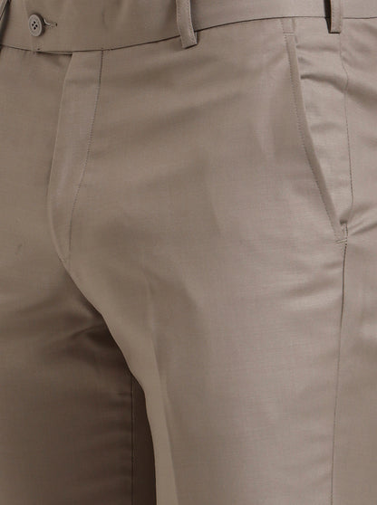 Fawn Solid Slim Fit Formal Trouser | JadeBlue Super Luxe