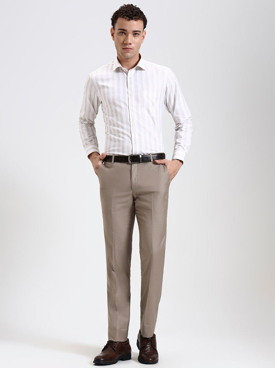 Fawn Solid Slim Fit Formal Trouser | JadeBlue Super Luxe