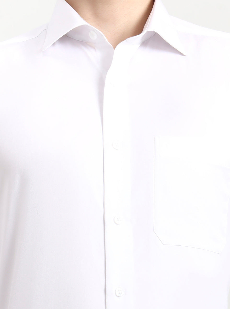 White Solid Slim Fit Formal Shirt | Metal